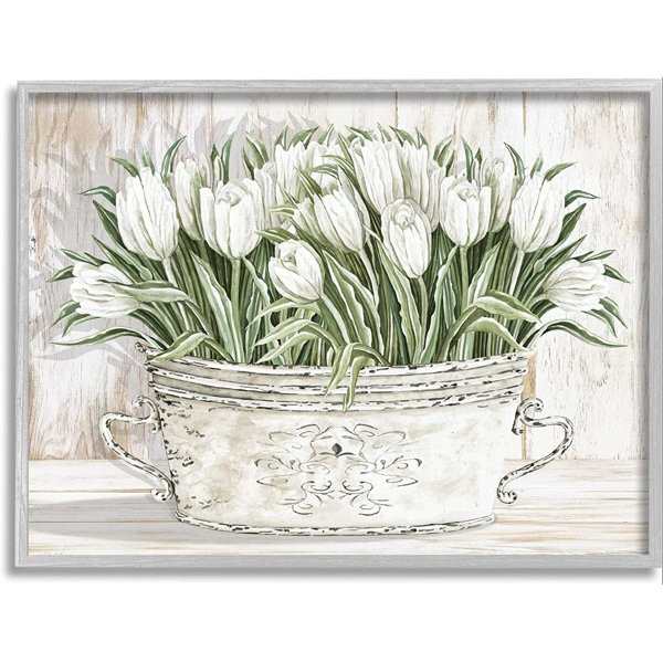 August Grove® Tulip Flowers Fresh Vintage Country Tin Painting